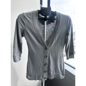 Converse One Star Gray Cotton Button Cardigan Sweater Women's XS